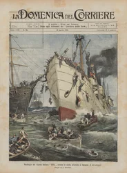 Schiffbruch des italienischen Dampfers Sirio vor der Ostküste Spaniens, die Rettung